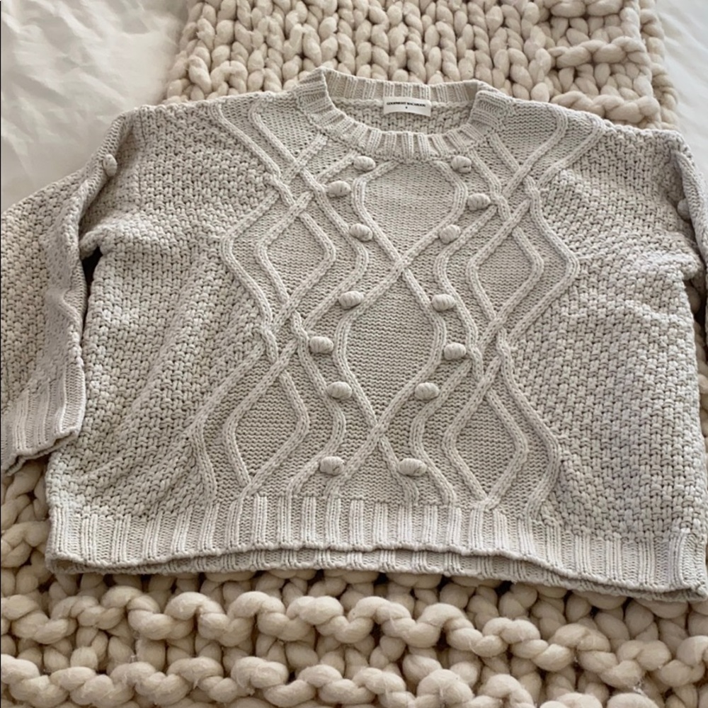 Goodnight Macaroon Gray Cable Knit Sweater